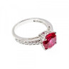 925 Sterling Silver Pink Topaz & CZ Ring Size 7