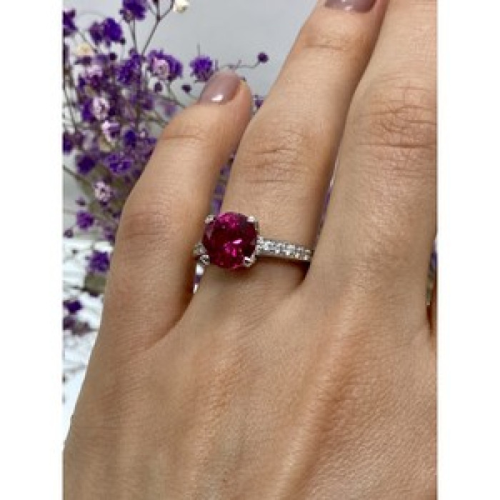 925 Sterling Silver Pink Topaz & CZ Ring Size 7