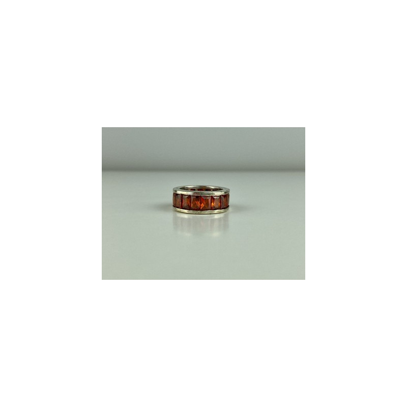 925 Sterling Silver Orange CZ Ring Size 8