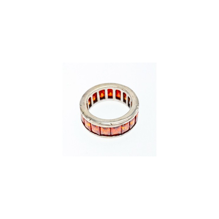 925 Sterling Silver Orange CZ Ring Size 8