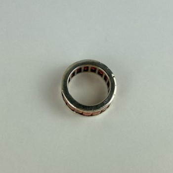 925 Sterling Silver Orange CZ Ring Size 8