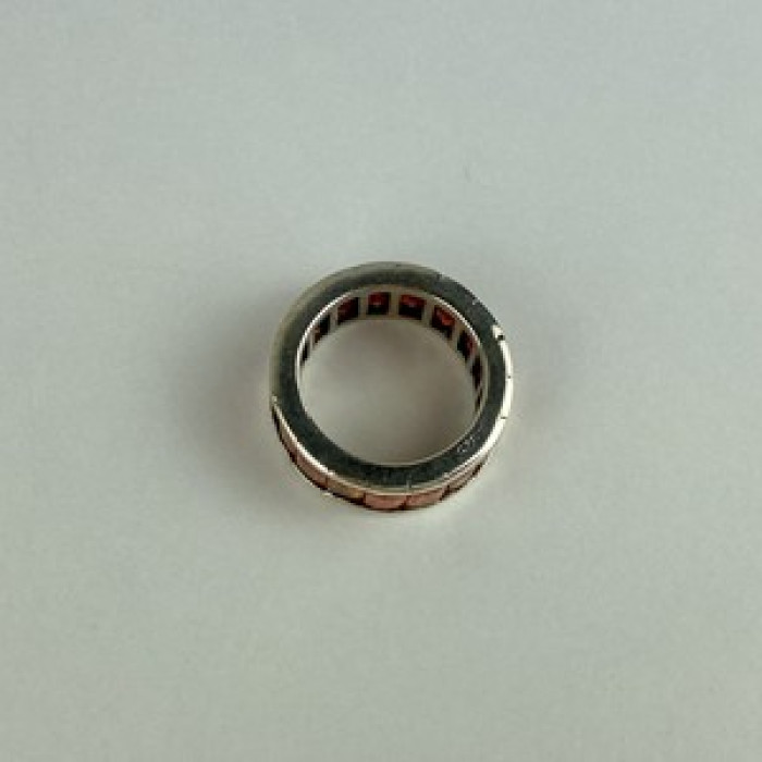 925 Sterling Silver Orange CZ Ring Size 8