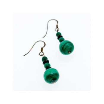 925 Sterling Silver Malachite Dangle Earrings