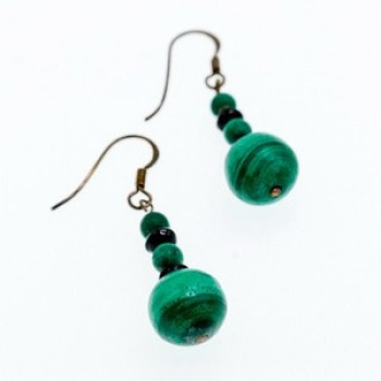 925 Sterling Silver Malachite Dangle Earrings