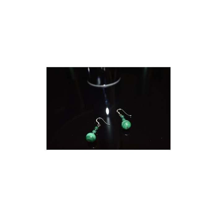 925 Sterling Silver Malachite Dangle Earrings