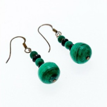 925 Sterling Silver Malachite Dangle Earrings