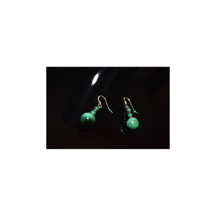 925 Sterling Silver Malachite Dangle Earrings