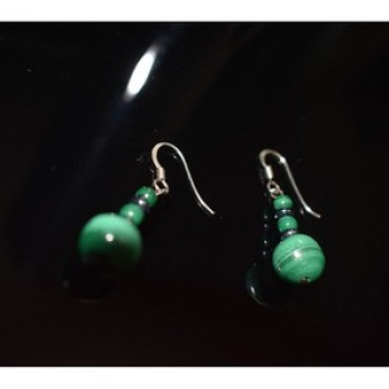 925 Sterling Silver Malachite Dangle Earrings