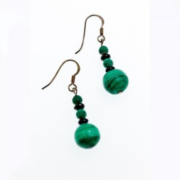 925 Sterling Silver Malachite Dangle Earrings