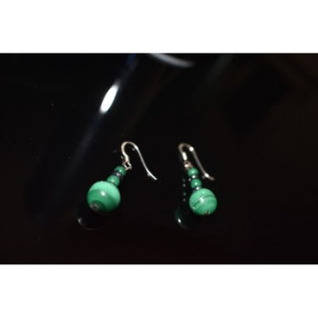 925 Sterling Silver Malachite Dangle Earrings
