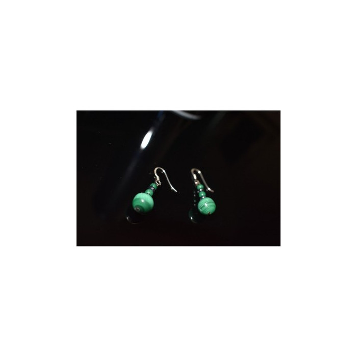 925 Sterling Silver Malachite Dangle Earrings