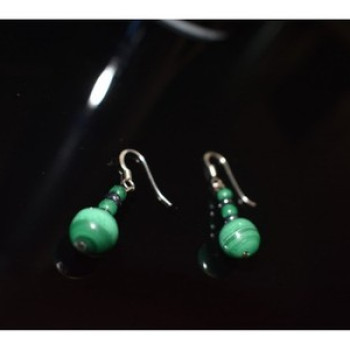 925 Sterling Silver Malachite Dangle Earrings
