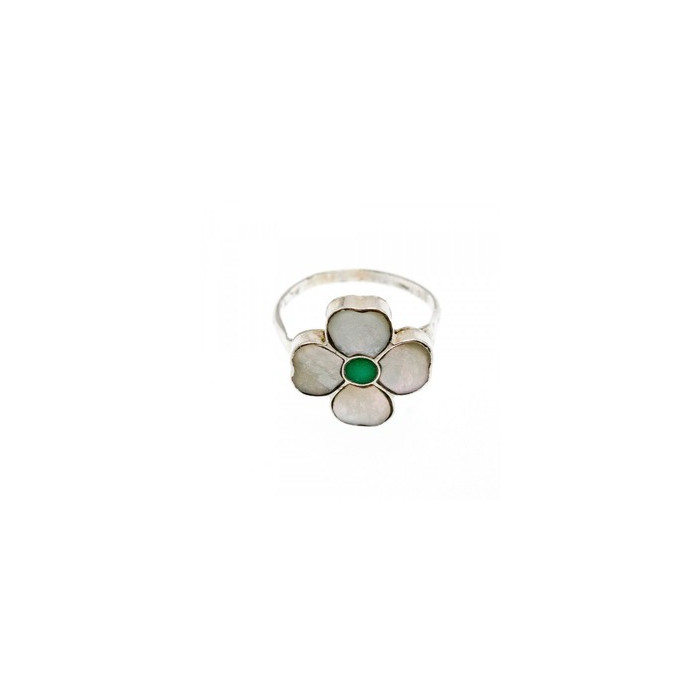 925 STERLING SILVER MOTHER OF PEARL & GREEN NEPHRITE 