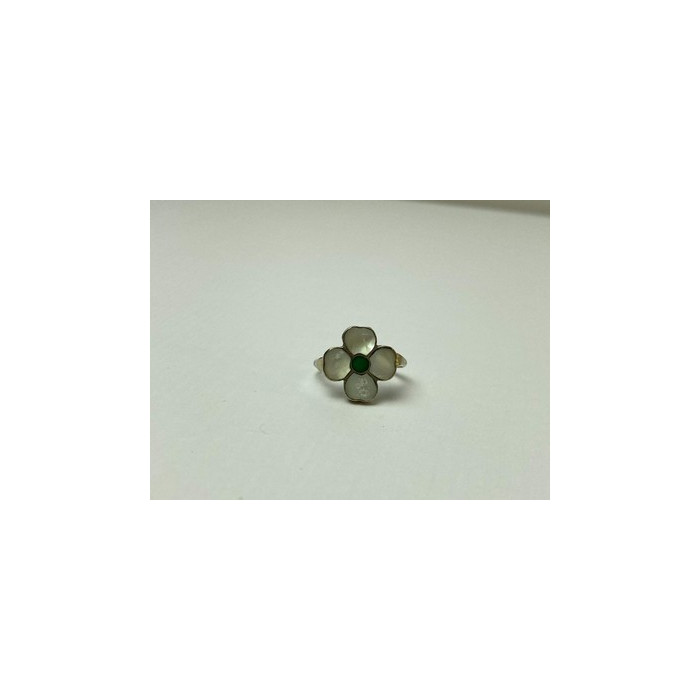 925 STERLING SILVER MOTHER OF PEARL & GREEN NEPHRITE 