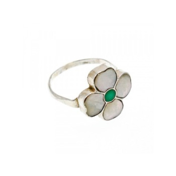 925 STERLING SILVER MOTHER OF PEARL & GREEN NEPHRITE 