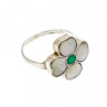 925 Sterling Silver Mother OF Pearl & Green Nephrite 