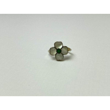 925 STERLING SILVER MOTHER OF PEARL & GREEN NEPHRITE 