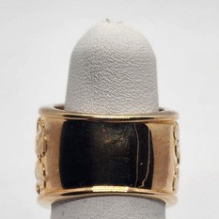 925 Sterling Silver Gold Plated Porous Foliated Design Ring Size 4.5