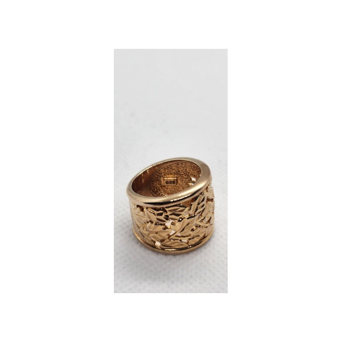 925 Sterling Silver Gold Plated Porous Foliated Design Ring Size 4.5