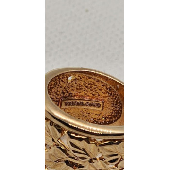 925 Sterling Silver Gold Plated Porous Foliated Design Ring Size 4.5