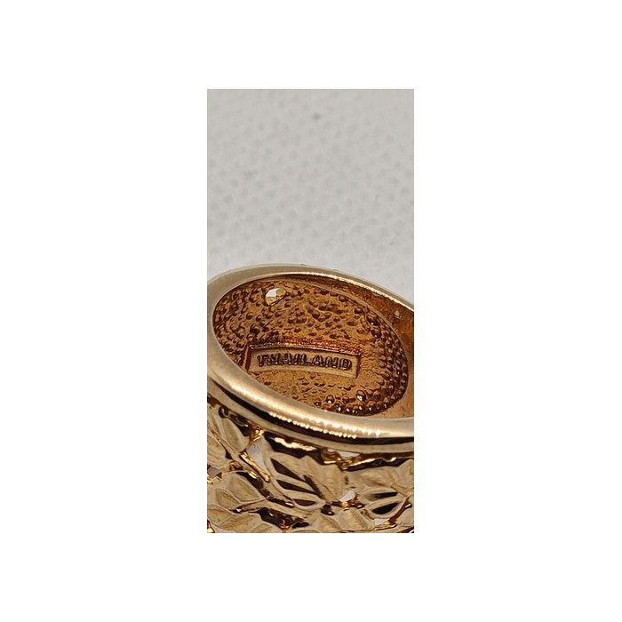 925 Sterling Silver Gold Plated Porous Foliated Design Ring Size 4.5