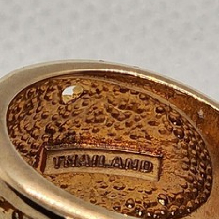 925 Sterling Silver Gold Plated Porous Foliated Design Ring Size 4.5
