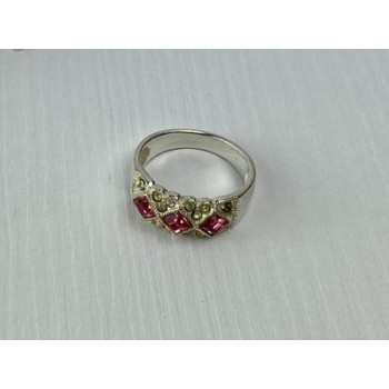 925 Sterling Silver Pink & White CZ Ring Size 5.5