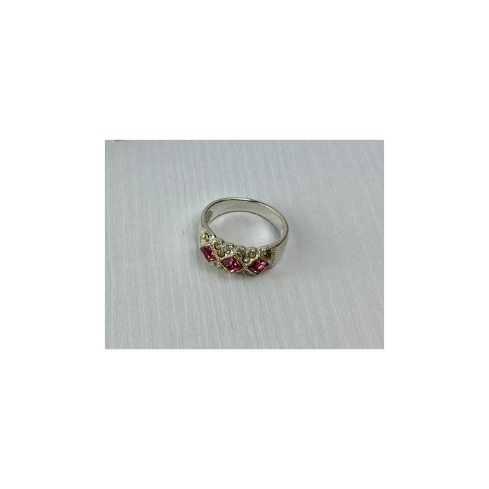 925 Sterling Silver Pink & White CZ Ring Size 5.5