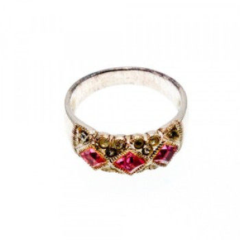 925 Sterling Silver Pink & White CZ Ring Size 5.5