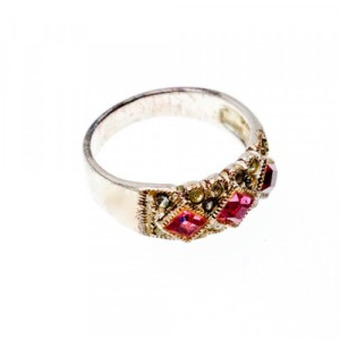 925 Sterling Silver Pink & White CZ Ring Size 5.5