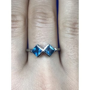 925 Sterling Silver Blue Jadeite Ring Size 8.5