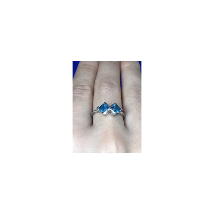 925 Sterling Silver Blue Jadeite Ring Size 8.5