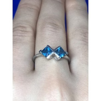 925 Sterling Silver Blue Jadeite Ring Size 8.5