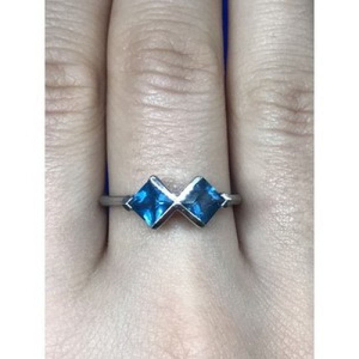 925 Sterling Silver Blue Jadeite Ring Size 8.5