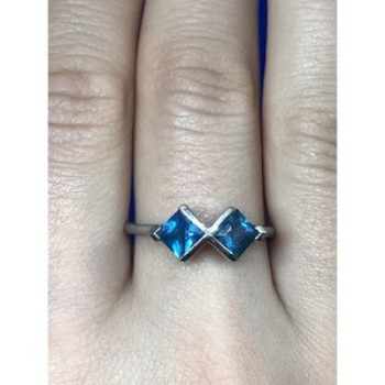 925 Sterling Silver Blue Jadeite Ring Size 8.5