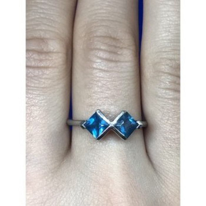 925 Sterling Silver Blue Jadeite Ring Size 8.5