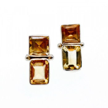 925 Sterling Silver Citrine Stud Earrings