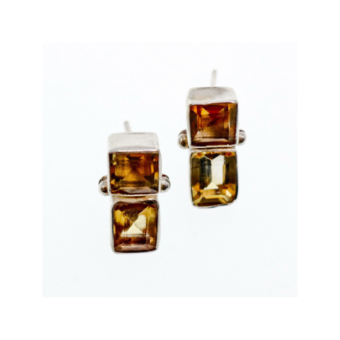 925 Sterling Silver Citrine Stud Earrings