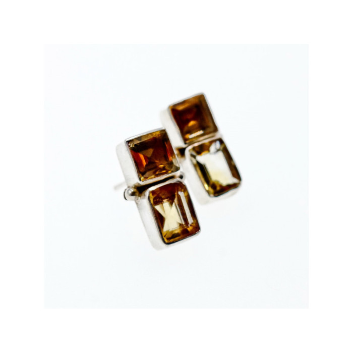 925 Sterling Silver Citrine Stud Earrings