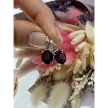 925 Sterling Silver Almandine Earrings