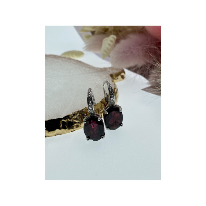 925 Sterling Silver Almandine Earrings