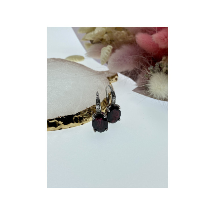 925 Sterling Silver Almandine Earrings