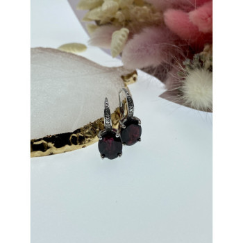 925 Sterling Silver Almandine Earrings