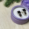 925 Sterling Silver Black Nephrite ( Jade ) Earrings