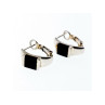 925 Sterling Silver Black Nephrite ( Jade ) Earrings