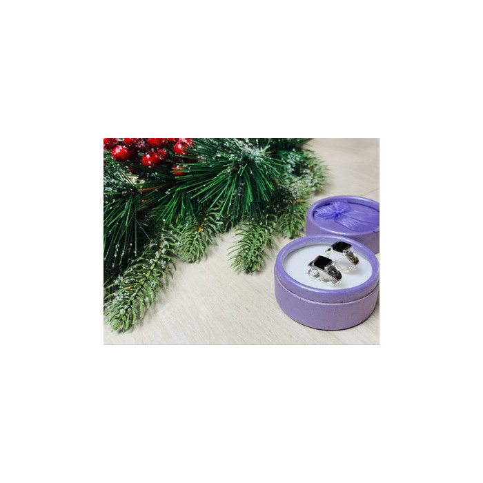 925 Sterling Silver Black Nephrite ( Jade ) Earrings