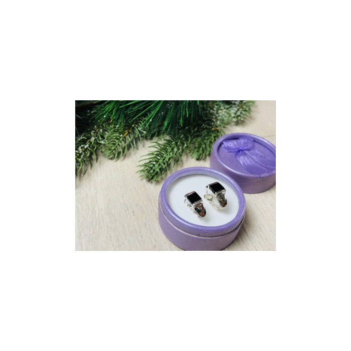 925 Sterling Silver Black Nephrite ( Jade ) Earrings