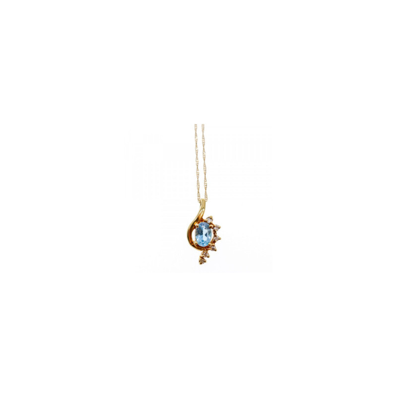 10K / 14 K YELLOW GOLD TOPAZ & DIAMONDS CHAIN WITH PENDANT