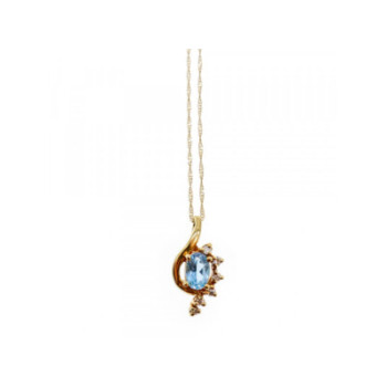 10K / 14 K YELLOW GOLD TOPAZ & DIAMONDS CHAIN WITH PENDANT
