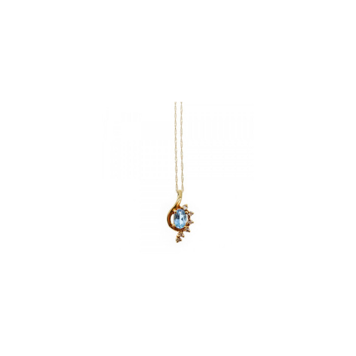 10K / 14 K YELLOW GOLD TOPAZ & DIAMONDS CHAIN WITH PENDANT